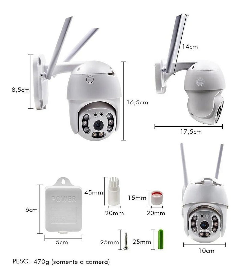 Câmera IP WiFi HD 3 Prova D'Água Infravermelho Externa